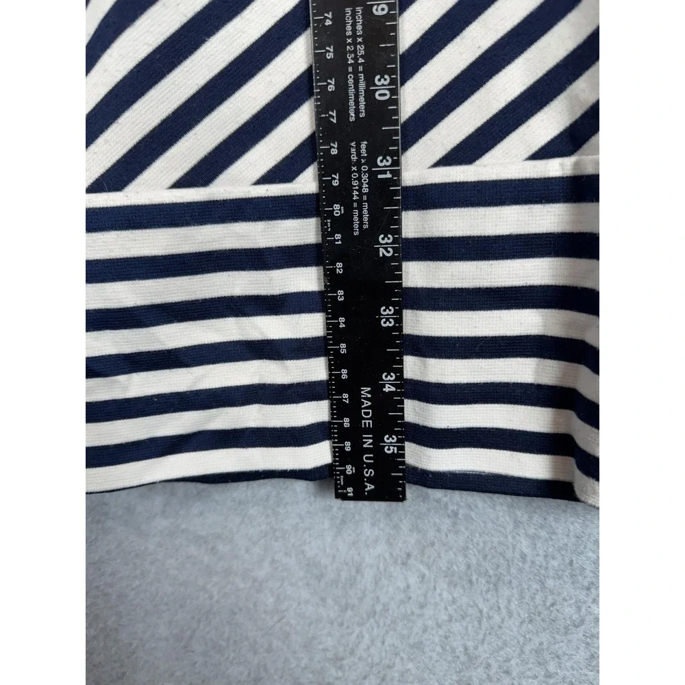 Chaps Dress Womens 6 Navy White Striped Sleeveless Stretch Sheath Classic Career